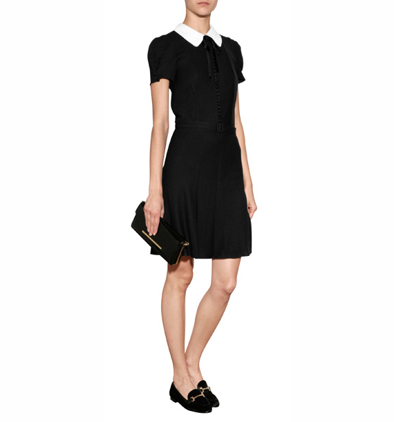 ralph lauren black dress with white collar and cuffs