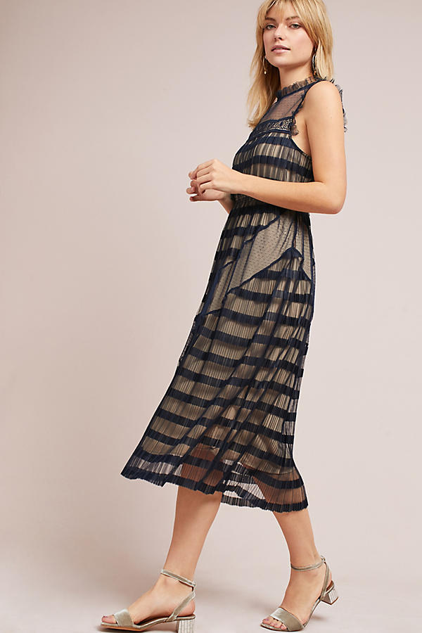 Anthropologie Petite Party Ruffle Midi Dress